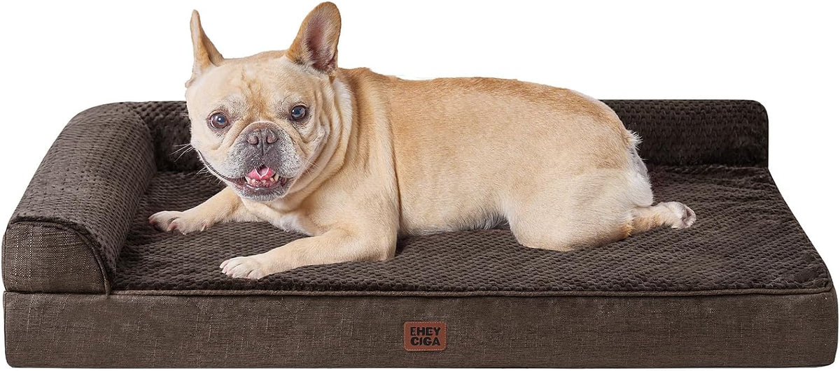 EHEYCIGA Orthopedic Dog Bed Medium Size, Memory Foam Dog Bed - Brown / 30.0"L x 20.0"W x 6"Th