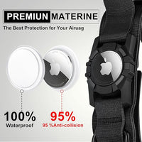Tactical AirTag Dog Collar Leash Set - Heavy Duty, Adjustable GPS Collar Compatible with Apple AirTag, with Holder & Control Handle for Medium/Large Dogs [Black, XL]