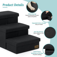 COZY KISS Dog Stairs with Storage, 16.7" H Wider Dog Steps - Black / 3 / 28.5x17x16.7 inch - image 4