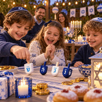 The Dreidel Company Bulk Solid Blue & White Wooden Hanukkah Dreidels - 10-Pack - image 3