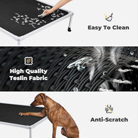 Veehoo Chewproof Elevated Dog Bed - Cooling Raised Pet Cot, Breathable Mesh, Washable & Non-Slip for Large Dogs, Indoor/Outdoor, Black Mat and Silver Metal Frame, 49x33inches (Model CWC2203B03)