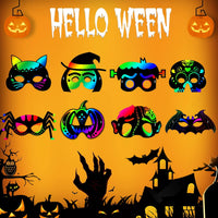 Natonhi 32 rainbow Halloween scratch art masks with wooden styluses and strings - view 7