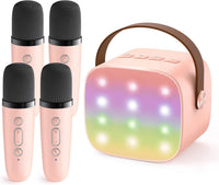 YLL Karaoke Machine for Kids - Pink-4 Mics