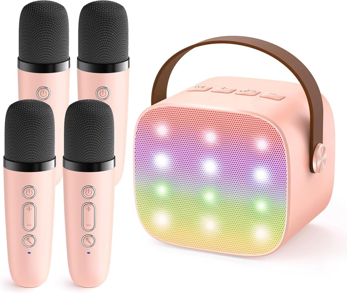 YLL Karaoke Machine for Kids - Pink-4 Mics