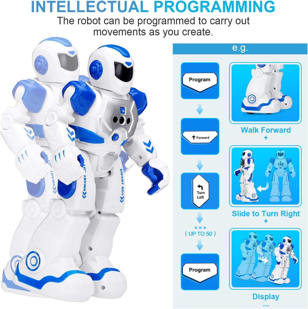 KingsDragon Robots Toy for Kids - Blue,white - image 4