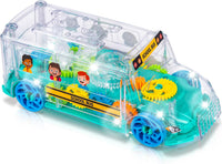 ArtCreativity clear light up school bus toy with colorful spinning gears