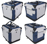 EliteField 4-Door Folding Soft Dog Crate with Curtains – Essentials for Dogs - Navy Blue+Gray / 36.0"L x 24.0"W x 28.0"H - image 4