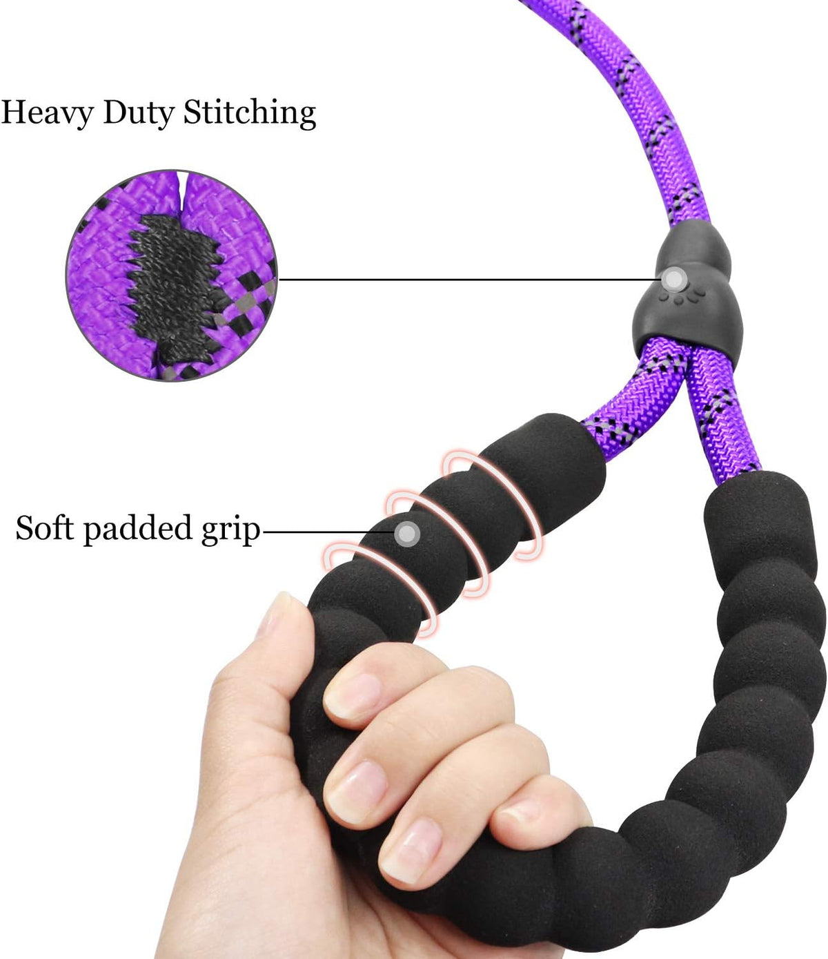 Slip Lead for Dogs, No Pull Training Leash, Padded Handle – Essentials for Dogs - M-3/8"x6'(50-110lbs) / Purple - image 3