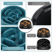 2 Pack Slow Feeder Dog Bowls for Medium Dogs & Cats – Essentials for Dogs - Small / Black and Navy Blue - image 3