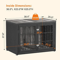 38" Heavy Duty Dog Crate Furniture for Large and Medium Dogs,Wooden Metal Kennel for High Anxiety Dogs, Chew Proof Pet Cage Indoor, Decorative Dog Kennel End Table