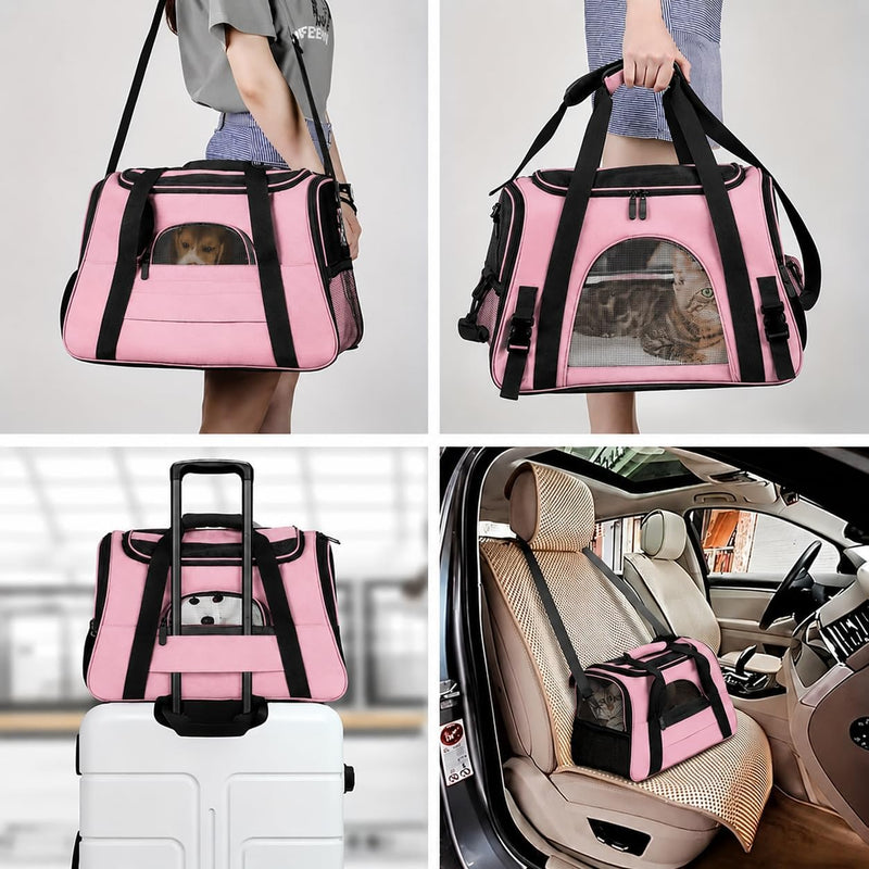 Cat Carrier Bag, Airline Approved Soft Carrier for Cats & Small Dogs – Essentials for Cats - Pink