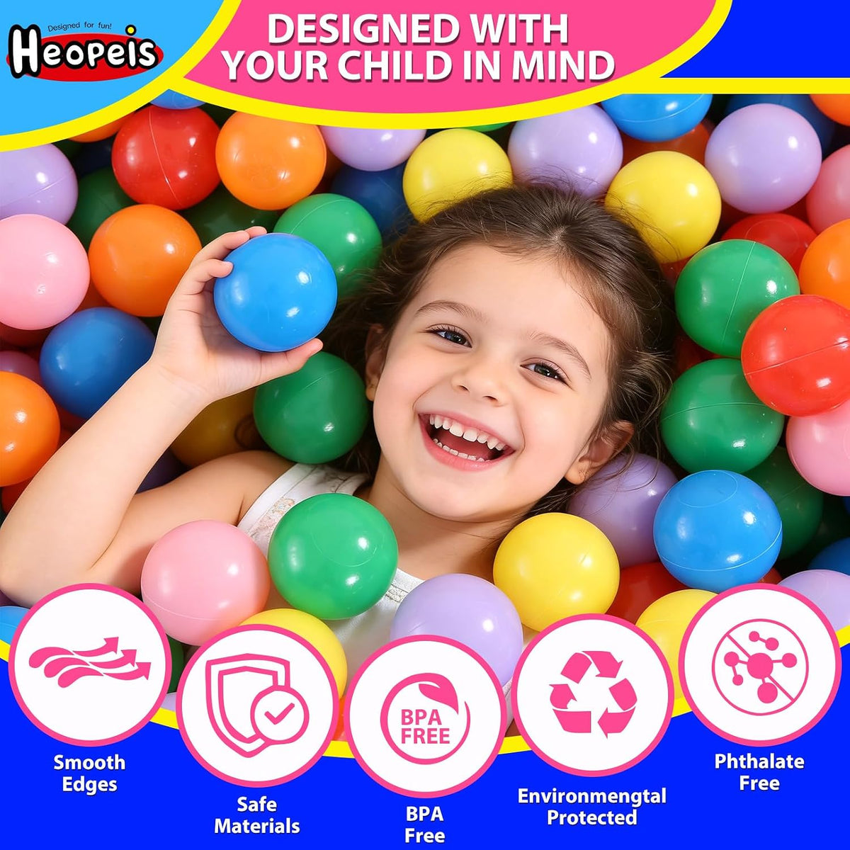 Ball Pit Balls for Toddlers, Crush Proof - Rainbow Colors / 200 balls - image 2