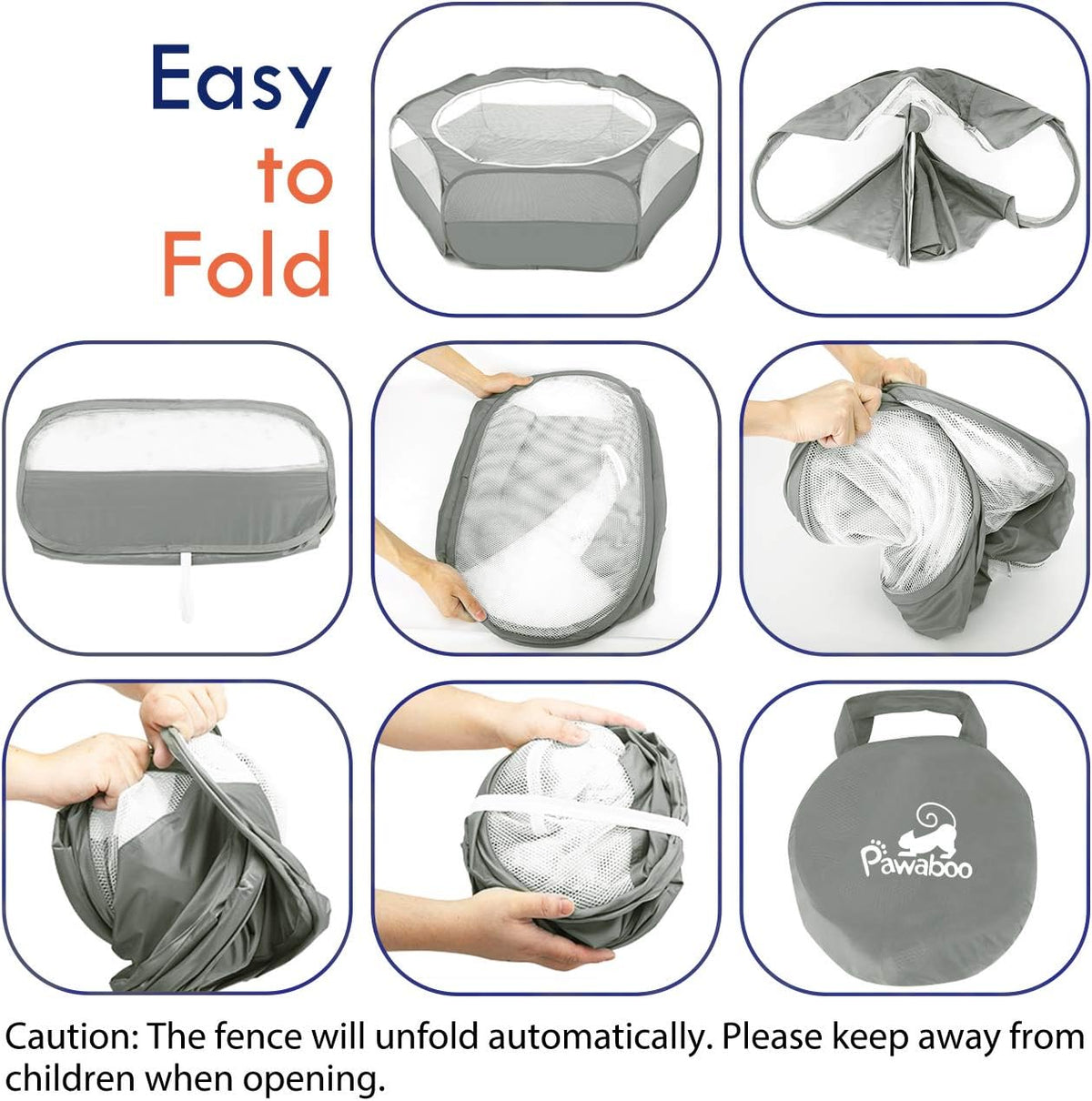 Pawaboo Small Animal Playpen, Waterproof Portable Pet Cage Tent - B-Gray / 1 - image 2
