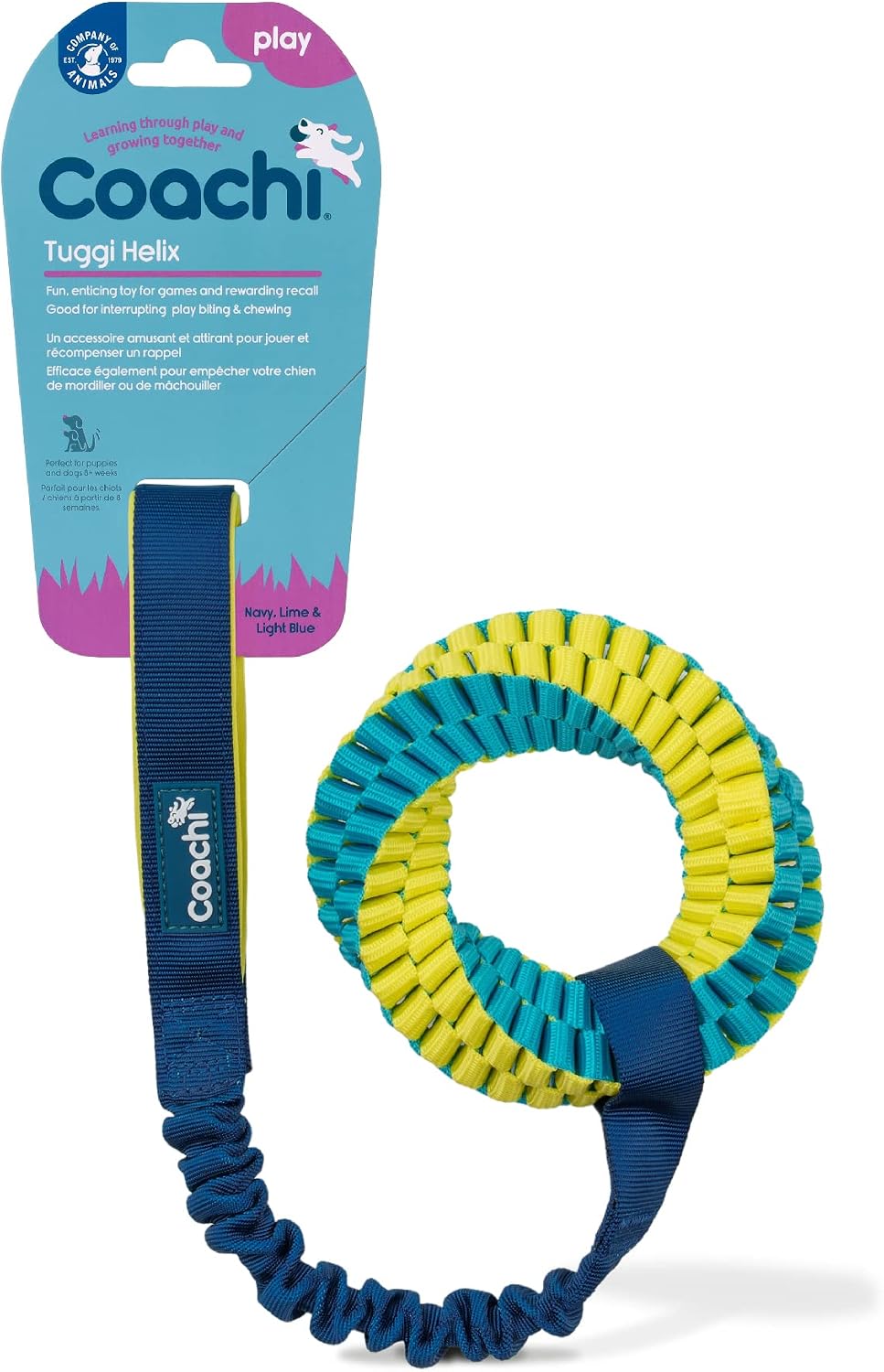 Coachi Tuggi Tug, Interactive Dog Toy for Tug of War & Play - Tuggi Helix