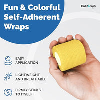 California Basics Self-Adhesive Medical Tape (2 inch) - Pack of 12 - Cohesive Bandage Wrap Rolls - Waterproof Athletic Tape - Self Adhesive Medical Adhesive Bandage Wrap - Vet Stretch Wrap