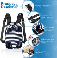 Pet Dog Carrier Backpack Adjustable Front Carrier for Small Dog Cat – Essentials for Dogs - C-Blue white strip / Large (8-12lbs) - image 2