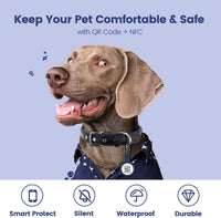 QR & NFC Pet ID Tag, Silent Silicone Dog Name Tag - Blue - image 3