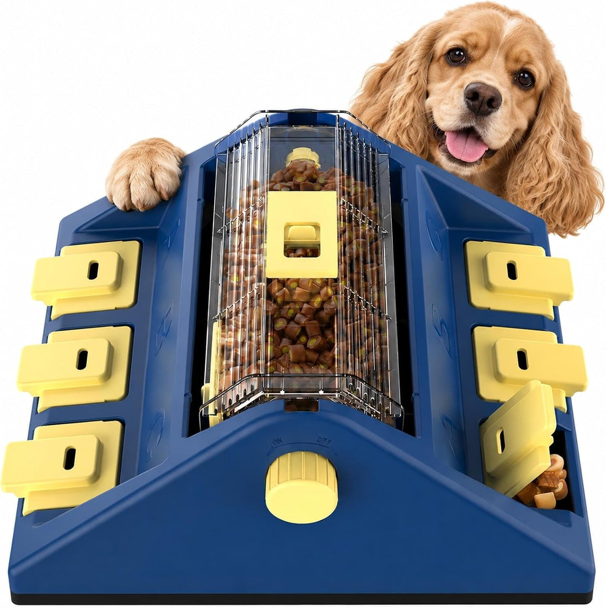 2-Level Dog Puzzle Toy Rotating Treat Dispenser for Small/Medium Dogs – Essentials for Dogs - Large / Blue