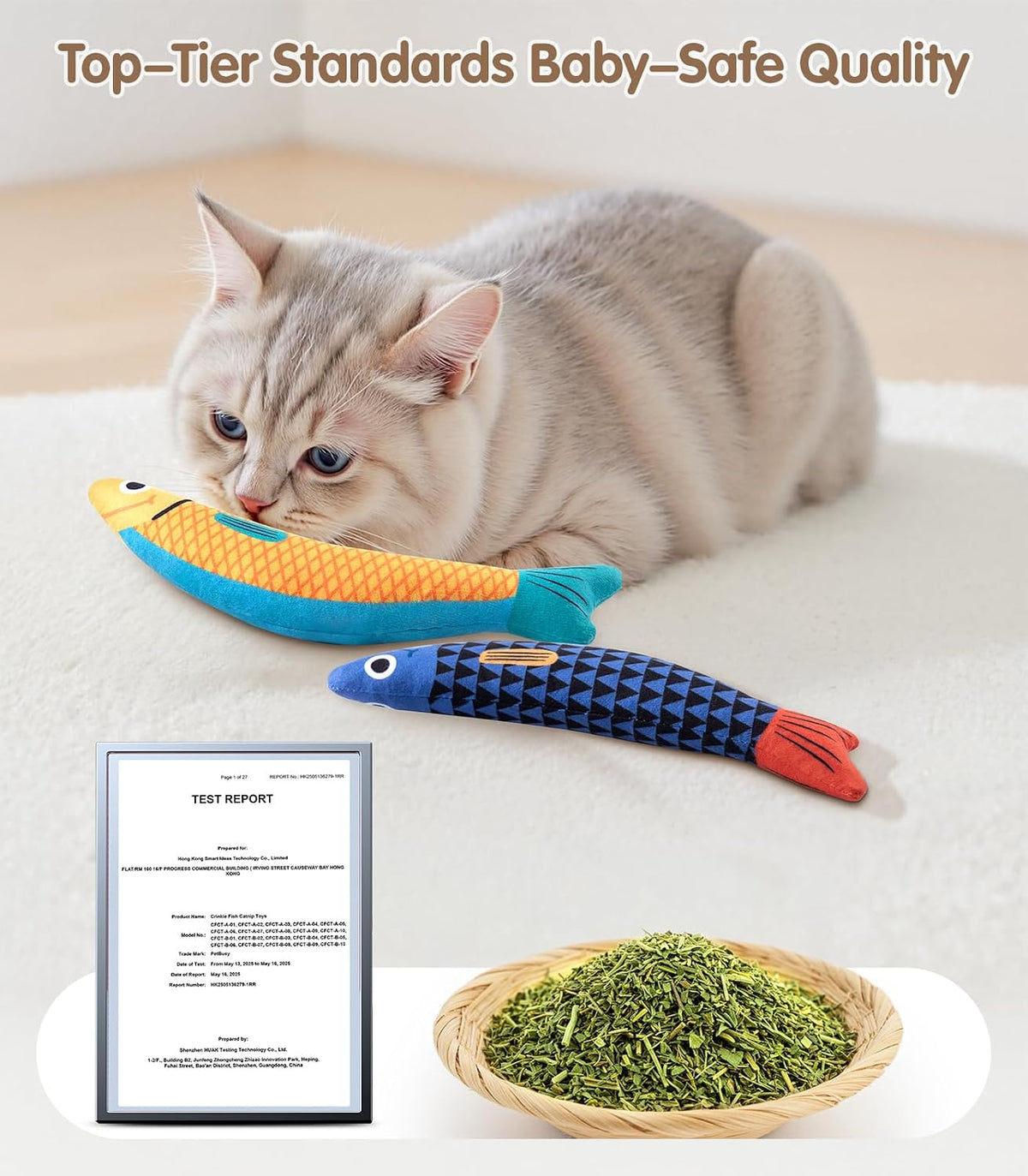 PetBusy Cat Toys with [5000 mg A+Natural Catnip & Silvervine] Kicker - Blue+Yellow - image 4