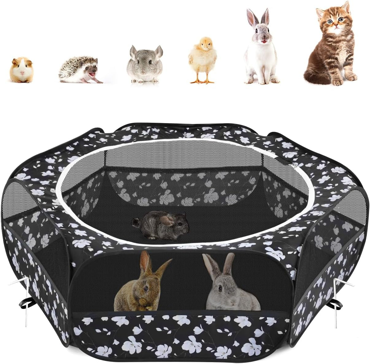 Pawaboo Small Animal Playpen, Waterproof Portable Pet Cage Tent - T-Magnolia / 1
