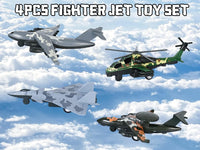 Crelloci army airplane toys set, five die cast military fighter jets and a transport plane - view 6