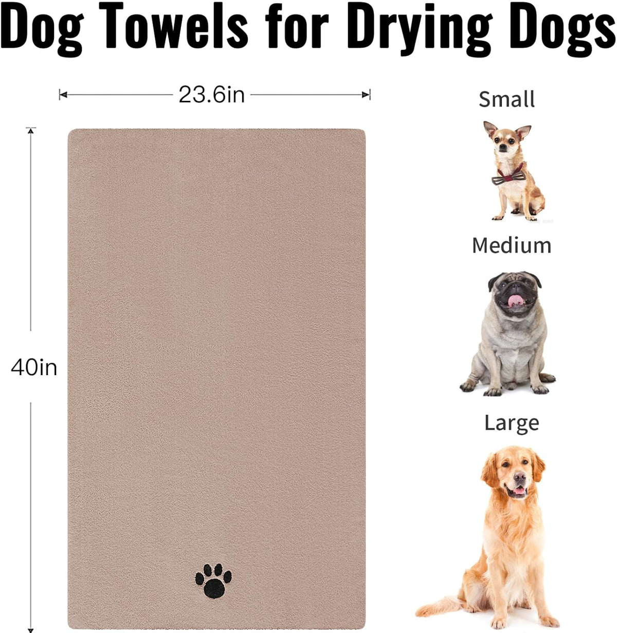 Puomue 2 Pack Microfiber Dog Towels for Drying Dogs - Camel / 40 x 23.6 inches - 1 Pack - image 3