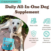 Natural Dog Company 25 in 1 Multivitamin for Dogs – Daily Soft Chews with Vitamins, Minerals & Antioxidants, Immune & Joint Support, for All Ages, Sizes & Breeds, Bacon & Peanut Butter – 90 Count