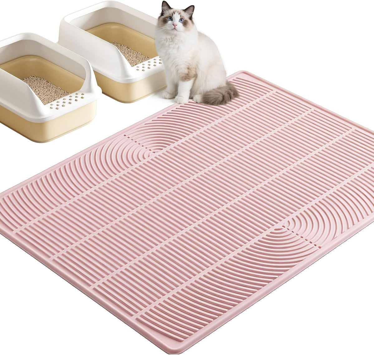 XXL Cat Litter Mat, Large Silicone Waterproof Mat - 1 Count (Pack of 1) / Pink