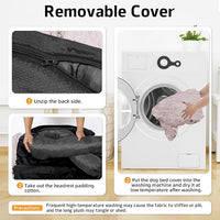 GGIB Calming Dog Bed Fluffy Plush Dog Mat for Furniture Protector with Removable Washable Cover for Large Medium Small Dogs and Cats (Large, Rust White)
