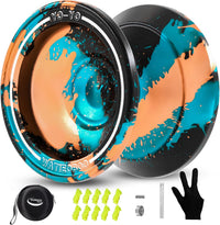 W07 yoyo Professional Metal Trick Yoyo Responsive & Unresponsive – Fun for Kids & Family - 7-Black Blue Orange