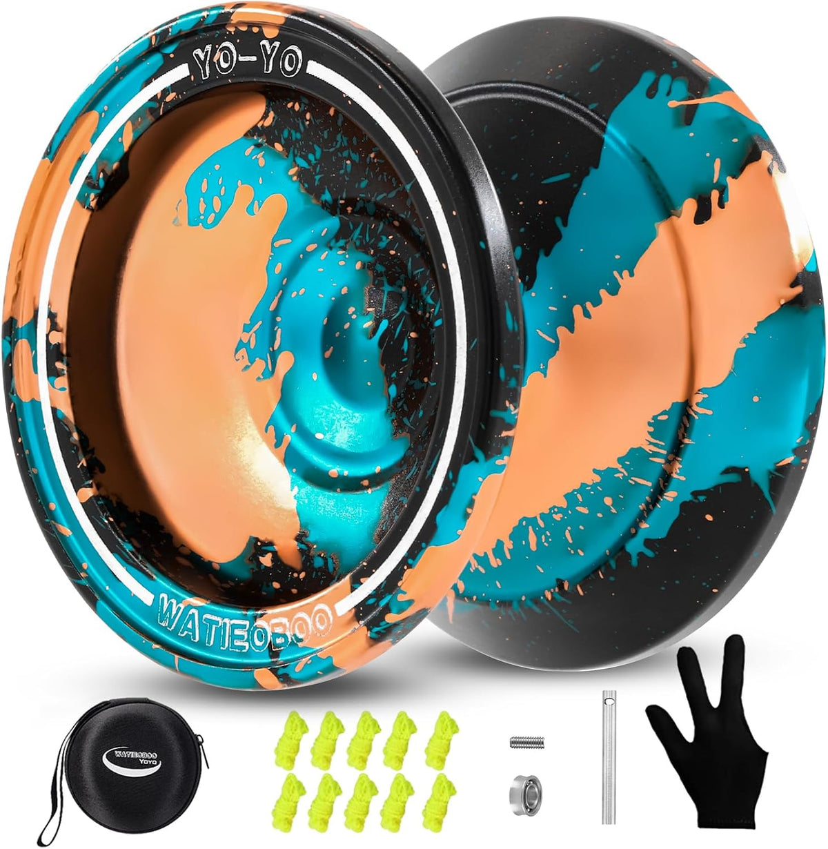W07 yoyo Professional Metal Trick Yoyo Responsive & Unresponsive – Fun for Kids & Family - 7-Black Blue Orange