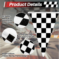 MAQIHAN 52.5 Ft Colorful Pennant Banner Flags - Black White - 3PCS - image 3
