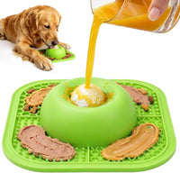 Slow Feeder Dog Bowls & Lick Mat for Liquid and Thick Treat - Medium / Green