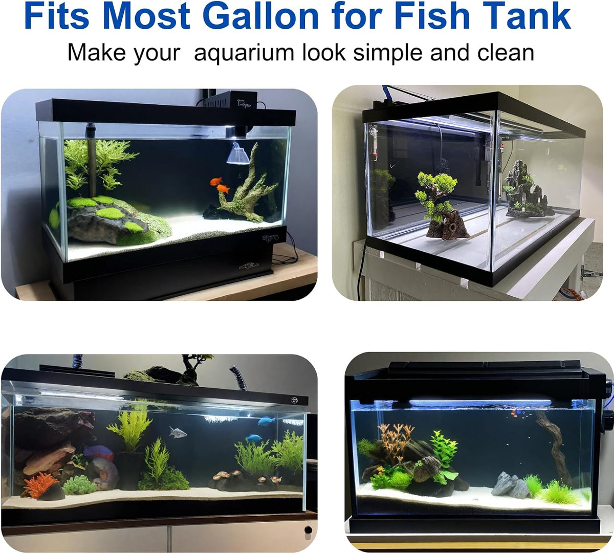 ELEBOX Aquarium Background Blue Black Fish Tank Background Wallpaper - 11.8" H x32.3" L - image 3