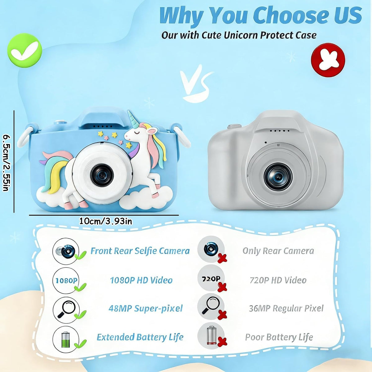 XBENDON kids camera with dual lens, 48MP photos and 1080P video - view 13