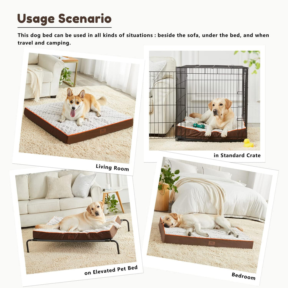 Orthopedic Dog Beds Large Sized Dog Washable Pet Bed - Brown / 30" x 20" x 3" - image 4