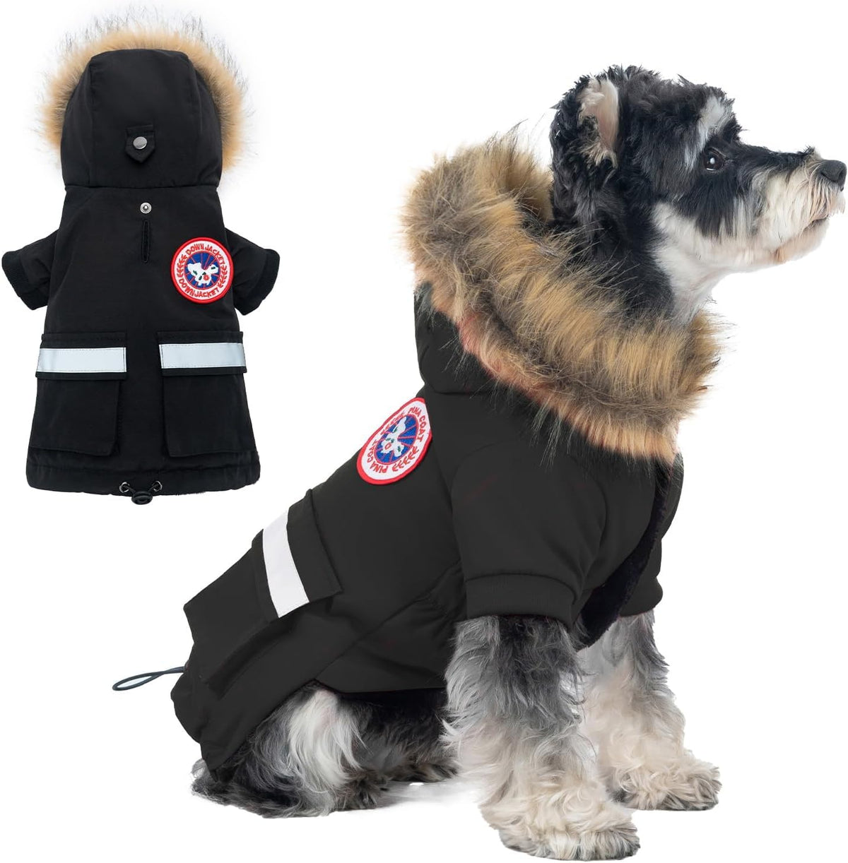 Small Dog Coats, Waterproof - S(Chest 17.7") / Black