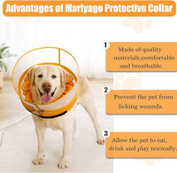 Inflatable Dog Cone Collar with Enhanced Anti-Licking, Soft Neck Donut for Dogs Cats, Recovery Pet Cone Collar After Surgery for Large Medium Small Dogs (Yellow Flower, Large)