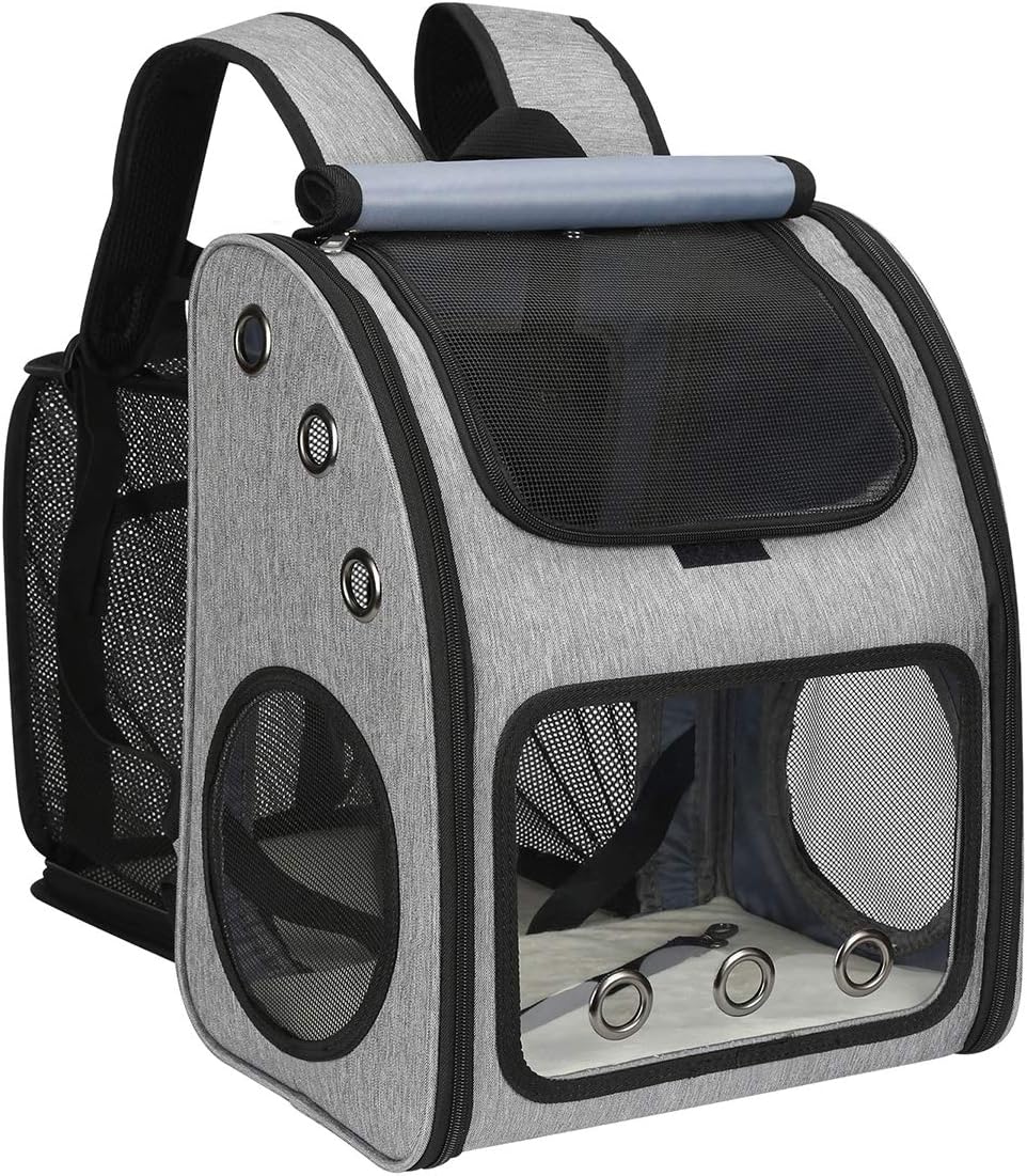 Expandable Cat Backpack Carrier for Small Cats/Dogs Airline Approved – Essentials for Dogs - Grey-XL