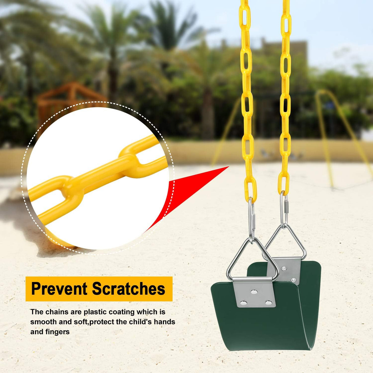 AGPTEK Swing Set,Swing Seat Replacement with 66 Inch Anti-Rust Chains – Fun for Kids & Family - Green - image 4