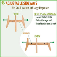 Dog Water Bowl Dispenser Stand - Compatible with Automatic and Gravity Water/Food Dispensers - Adjustable Width, Holds Various Sizes [See Photos for Measurements] - Bamboo