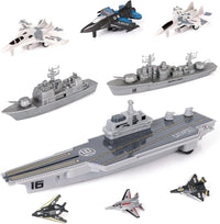 Crelloci aircraft carrier toy set with pull back fighter jets and submarine - view 2