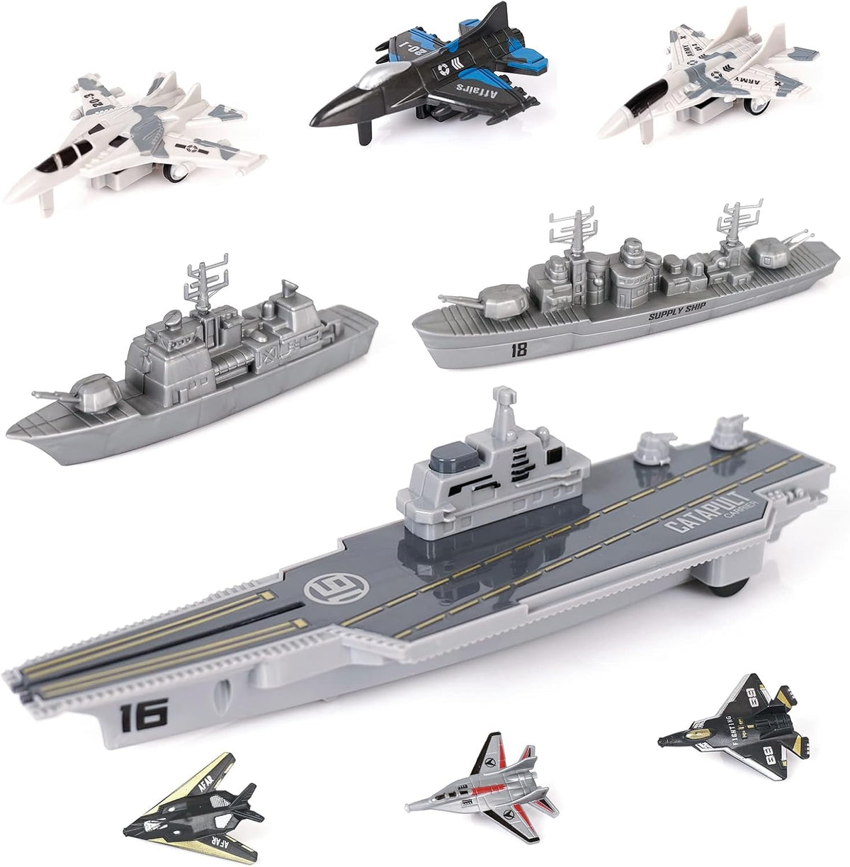 Crelloci aircraft carrier toy set with pull back fighter jets and submarine - view 2