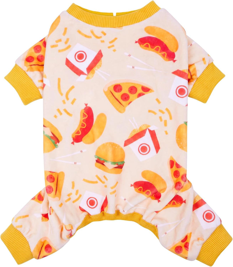 KYEESE Velvet Dog Pajamas for Medium Large Dogs Soft Onesie - Medium (11-15lbs) / Pizza