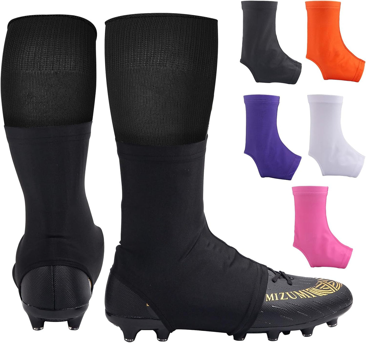 Football Spats Cleat Covers, Youth Boys, Keeps Dirt - Black / Medium