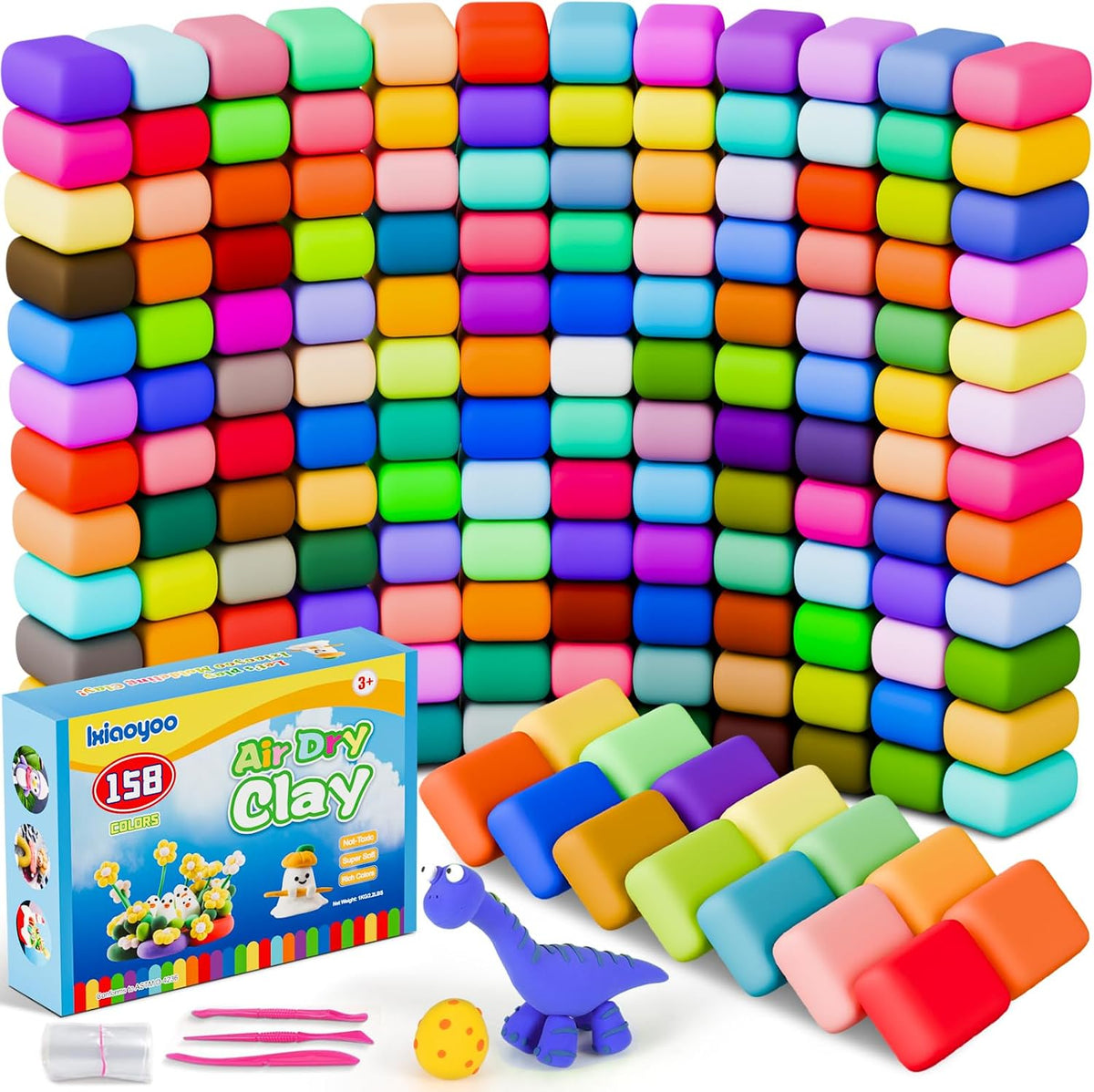 Ixiaoyoo Air Dry Clay, 30 Colors Foam Modeling Clay for School Projects – Fun for Kids & Family - 158 Colors