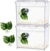 MoonOrange Mini Betta Fish Tank Kit with LED Light Base - Mini Tank 01 X2