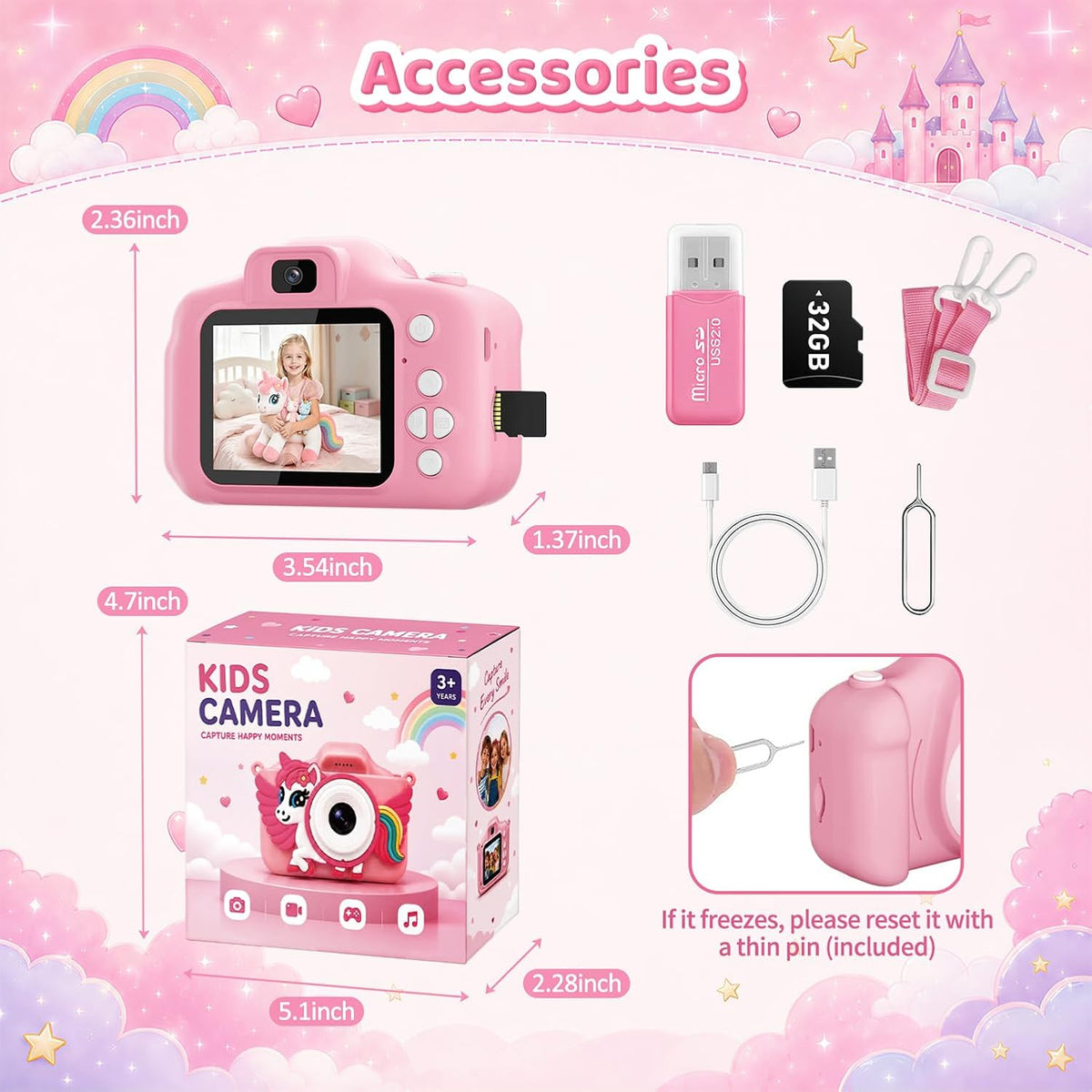Desuccus Kids Camera for Ages 3-12 - Pink - image 4