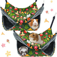 Straps are Adjustable Sugar Glider Pouch Hammock Bed Bedding - 2Tier Green Mushroom X2Pcs