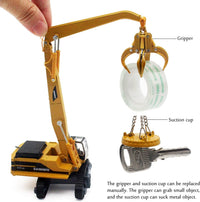 Tipmant 1:87 scale yellow die-cast alloy excavator toy truck with rotating arm - view 6